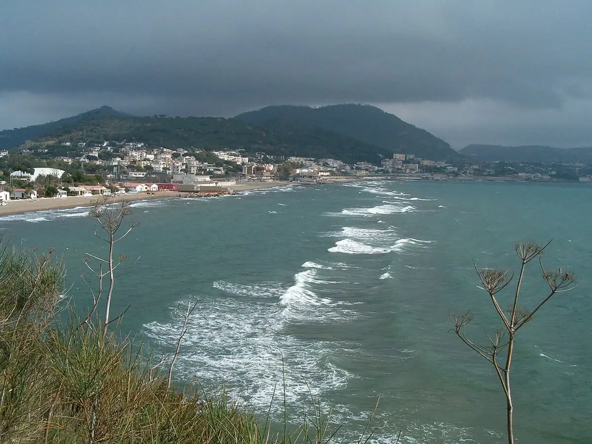 Gulf of Pozzuoli and the shore near Lake Lucrino seen from Punta Epitaffio