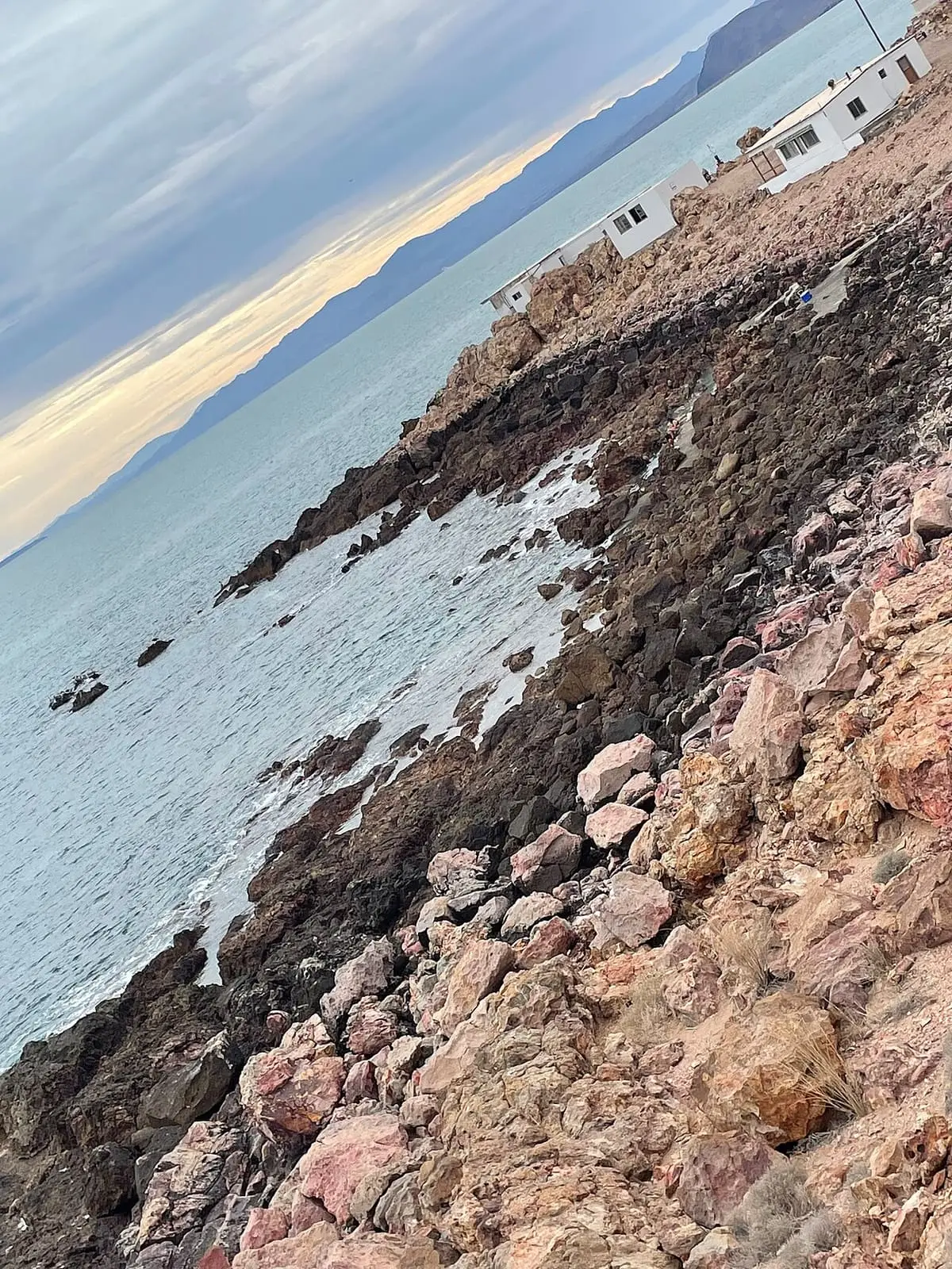Rocky point and shoreline at Puertecitos where the hot springs meet the sea