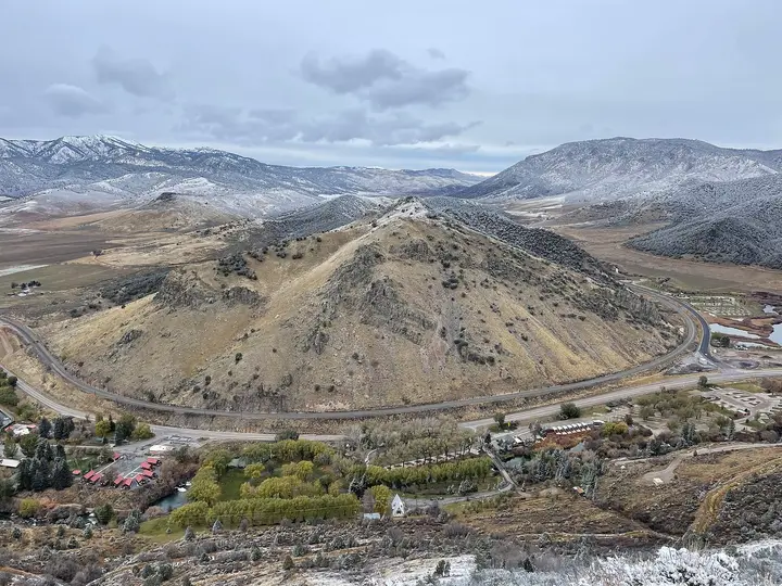 View over the town of Lava Hot Springs and the Portneuf valley from the Idaho Centennial Trail